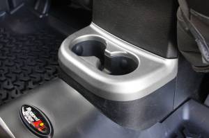 Interior - Center Consoles - Rugged Ridge - Rugged Ridge Cup Holder Trim, Brushed Silver, 2nd Row; 11-18 Jeep Wrangler JK 11152.18