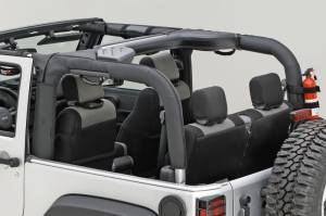 Rugged Ridge This black polyester roll bar cover from Rugged Ridge, 07-18 Jeep Wrangler JKs. 13613.02