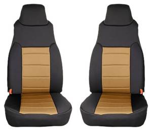 Rugged Ridge Seat Cover Kit, Front, Neoprene, Tan; 97-02 Jeep Wrangler TJ 13210.04