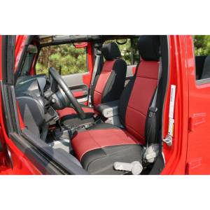 Rugged Ridge Seat Cover Kit, Front, Neoprene, Black/Red; 07-10 Jeep Wrangler JK 13214.53