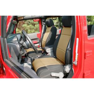Rugged Ridge Seat Cover Kit, Front, Neoprene, Black/Tan; 11-18 Jeep Wrangler JK 13215.04