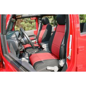 Rugged Ridge Seat Cover Kit, Front, Neoprene, Black/Red; 11-18 Jeep Wrangler 13215.53