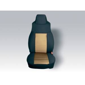 Rugged Ridge Seat cover, Rugged Ridge, fabric fronts (pair), black/tan, 97-02 Wrangler 13240.04