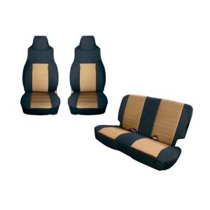 Rugged Ridge Seat Cover Kit, Black/Tan; 97-02 Jeep Wrangler TJ 13292.04