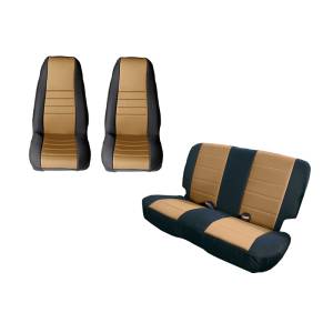 Rugged Ridge Seat Cover Kit, Black/Tan; 80-90 Jeep CJ/Wrangler YJ 13290.04