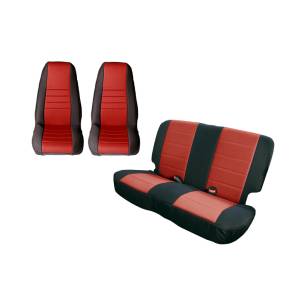 Rugged Ridge - Rugged Ridge Seat Cover Kit, Black/Red; 80-90 Jeep CJ/Wrangler YJ 13290.53 - Image 1