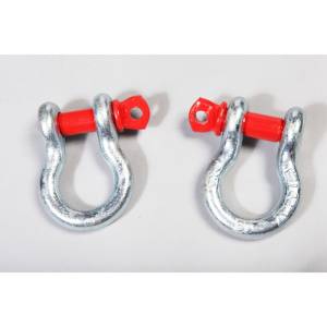 Rugged Ridge D-Ring Shackle Kit, 3/4 inch, Silver with Red pin, Steel, Pair 11235.01