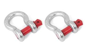 Rugged Ridge D-Ring Shackle Kit, 5/8 inch, Silver/Red pin, Steel, Pair 11235.02
