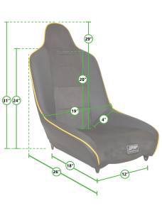 PRP Seats - PRP Roadster High Back Suspension Seat - All Grey - A150110-54 - Image 2