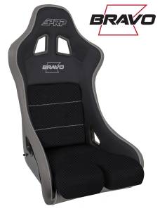 Interior - Seats - PRP Seats - PRP Bravo Composite Seat- Black/Grey (PRP Silver Outline/Bravo Silver- Silver Stitching) - A4502-203