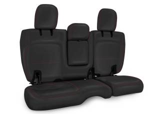 PRP 2018+ Jeep Wrangler JLU/4 Door Rear Bench Cover w/ Leather Interior - Black w/ Red Stitching - B044-01
