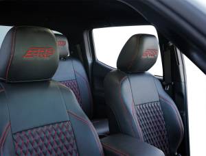 PRP Seats - PRP 2016+ Toyota Tacoma Front Seat Covers (Pair) - Black with Red Stitching - B053-01 - Image 2