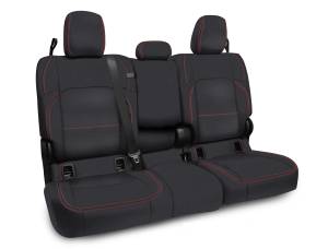 PRP 2020+ Jeep Gladiator JT Rear Bench Cover with Leather Interior - Black with Red Stitching - B056-01