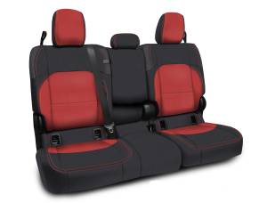 PRP 2020+ Jeep Gladiator JT Rear Bench Cover with Leather Interior - Black/Red - B056-05
