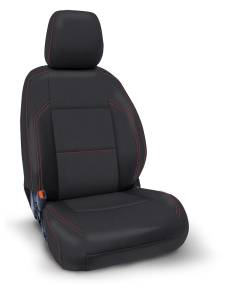 PRP Seats - PRP 2016+ Toyota Tacoma Front Seat Covers with Elecltric Seat Adj. (Pair) - Black with Red Stitching - B057-01 - Image 1