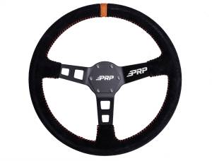 Interior - Steering Wheels - PRP Seats - PRP Deep Dish Suede Steering Wheel- Orange - G124