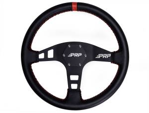 PRP Flat Leather Steering Wheel- Red - G213