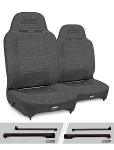 PRP Enduro High Back Reclining Suspension Seats Kit for Jeep Wrangler CJ7/YJ (Pair), Gray - A130110-C32-54