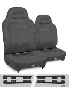 PRP Enduro High Back Reclining Suspension Seats Kit for Jeep Wrangler JK/JKU (Pair), Gray - A130110-C38-54
