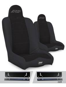PRP Daily Driver High Back Suspension Seats Kit for 97-02 Jeep Wrangler TJ (Pair), Black - A140110-C23-50