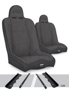 PRP Daily Driver High Back Suspension Seats Kit for 95-01 Jeep Cherokee XJ (Pair), Gray - A140110-C33-54