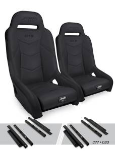 PRP GT3 Suspension Seats Kit for Polaris General, RZR S 900, 900 Trail, Trail, XP 1000, Turbo, Turbo S, RS1 (Pair), Black - A7301-PORXP-C83-201