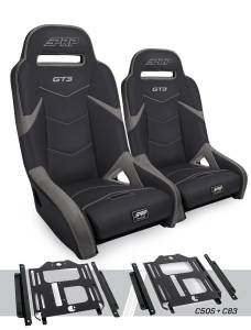 PRP GT3 Suspension Seats Kit for Polaris RZR 570, 800, 900 (Pair), Black & Gray - A7301-PORXP-C50S-203