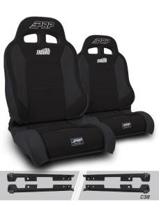 PRP Enduro Elite Suspension Seat - Trek Edition, Kit for Jeep Wrangler JK/JKU (Pair), Black - A89010-C38-50