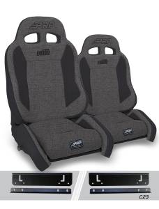 PRP Enduro Elite Suspension Seat - Crawl Edition, Kit for 97-02 Jeep Wrangler TJ (Pair), Gray - A90010-C23-54