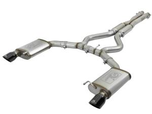 aFe Power MACH Force-Xp 304 Stainless Steel Cat-Back Exhaust w/ Resonator Black Tip Ford Mustang 15-17 V8-5.0L/V6-3.7L - 49-33087-B