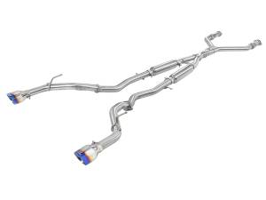 aFe Power Takeda 2-1/2 IN 304 Stainless Steel Cat-Back Exhaust System w/ Blue Flame Tips Infiniti Q50 16-23 V6-3.0L (tt) - 49-36132NM-L