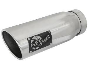 aFe Power MACH Force-Xp 304 Stainless Steel Clamp-on Exhaust Tip Polished - Left - Exit 4 IN Inlet x 5 IN Outlet x 12 IN L - 49T40502-P12