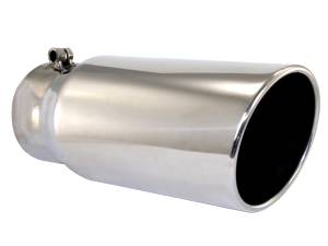 Exhaust - Exhaust Tips - aFe Power - aFe Power MACH Force-Xp 304 Stainless Steel Clamp-on Exhaust Tip Polished 4 IN Inlet x 5 IN Outlet x 12 IN L - 49-90002