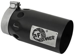 aFe Power Rebel XD Series 409 Stainless Steel Clamp-on Exhaust Tip Black - Right - Exit 4 IN Inlet x 5 IN Outlet x 10 IN L - 49T40501-B10