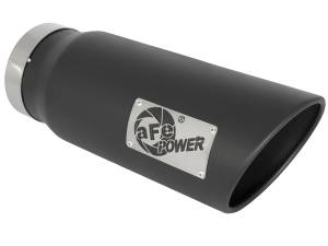 aFe Power - aFe Power MACH Force-Xp 409 Stainless Steel Clamp-on Exhaust Tip Black 5 IN Inlet x 6 IN Outlet x 15 IN L - 49T50601-B15 - Image 1