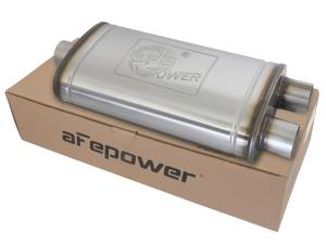 aFe Power - aFe Power MACH Force-Xp 409 Stainless Steel Muffler 3 IN ID Center/Dual-Outlet x 11 IN W x 6 IN H x 22 IN L - Oval Body - 49M00015 - Image 1