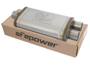 aFe Power - aFe Power MACH Force-Xp 409 Stainless Steel Muffler 2-1/2 IN ID Center/Dual-Outlet x 9 IN W x 4 IN H x 18 IN L - Oval Body - 49M00009 - Image 1