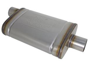 aFe Power - aFe Power MACH Force-Xp 409 Stainless Steel Muffler 2-1/2 IN ID Offset/Center x 9 IN W x 4 IN H x 14 IN L - Oval Body - 49M00029 - Image 1