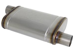 aFe Power MACH Force-Xp 409 Stainless Steel Muffler 2-1/2 IN ID Offset/Offset x 9 IN W x 4 IN H x 14 IN L - Oval Body - 49M00028