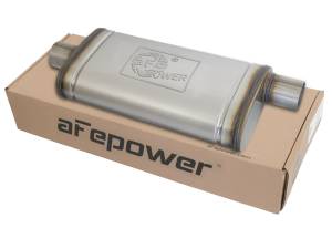 aFe Power MACH Force-Xp 409 Stainless Steel Muffler 2-1/2 IN ID Center/Offset x 9 IN W x 4 IN H x 18 IN L - Oval Body - 49M00019