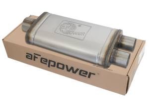 aFe Power - aFe Power MACH Force-Xp 409 Stainless Steel Muffler 3 IN ID Center/2-1/2 Dual-Outlet x 18 IN L x 9 IN W x 4 IN H - Oval Body - 49M00018 - Image 1