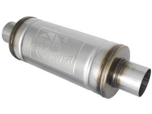 aFe Power - aFe Power MACH Force-Xp 409 Stainless Steel Muffler 3 IN ID Center/Center x 6 IN Dia. x 14 IN L - Round Body - 49M00012 - Image 1