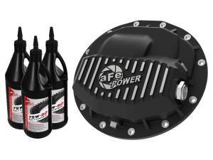 aFe Power Pro Series Front Differential Cover Black w/ Machined Fins & Gear Oil Dodge Trucks 2500/3500 13-23 (AAM 9.25-12) - 46-70402-WL