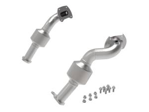 aFe Power Twisted Steel Down Pipe 2-1/2 to 2-1/4 IN 409 Stainless Steel w/ Cat Toyota Tacoma 16-18 V6-3.5L - 48-46012-HC
