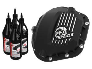 aFe Power - aFe Power Pro Series Dana 60 Front Differential Cover Black w/ Machined Fins & Gear Oil Ford F-250/F-350 17-23 (Dana 60) - 46-71101B - Image 1