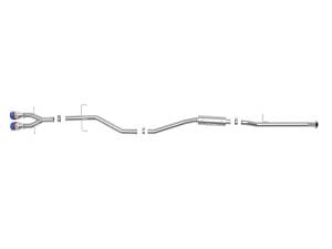 aFe Power - aFe Power Takeda 2-1/2 IN 304 Stainless Steel Cat-Back Exhaust System w/ Blue Flame Tip Honda Civic Si Sedan 17-20 L4-1.5L (t) - 49-36620-L - Image 2