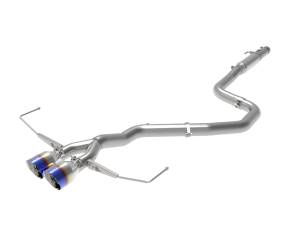 aFe Power - aFe Power Takeda 3 IN to 2-1/2 IN 304 Stainless Steel Cat-Back Exhaust w/ Blue Flame Tip Hyundai Veloster 19-21 L4-1.6L (t) - 49-37011-L - Image 1