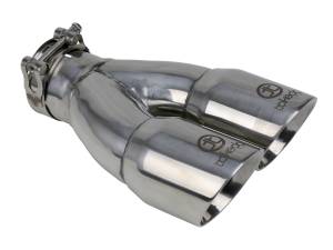 aFe Power Takeda 304 Stainless Steel Clamp-on Exhaust Tip Polished 2-1/2 IN Inlet x 3 IN Dual Outlet x 9-1/2 IN L - 49T25364-P10