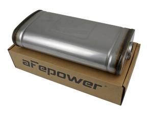 aFe Power MACH Force-Xp 304 Stainless Steel Muffler 2-1/2 IN ID Center/Offset x 9 IN W x 4 IN H x 18 IN L - Oval Body - 49M30019