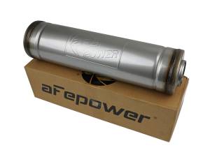 aFe Power MACH Force-Xp 304 Stainless Steel Muffler 2-1/2 IN ID Center/Center x 5 IN Dia. x 18 IN L - Round Body - 49M30048